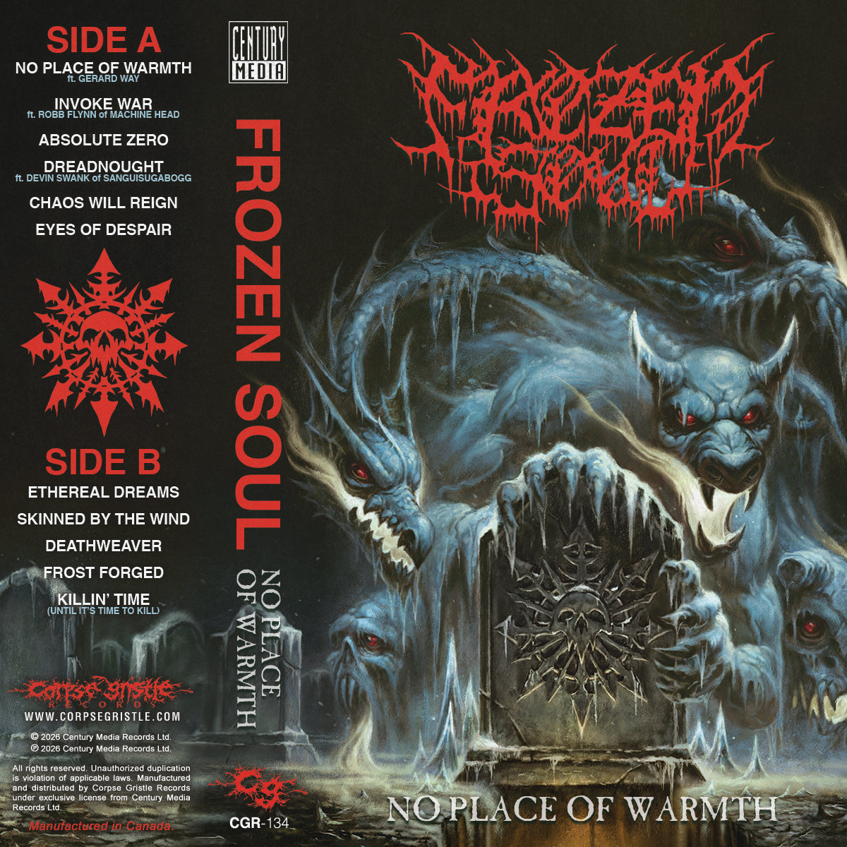 洋楽 apson Frozen Soul / No Place of War FROZEN SOUL - No Place of Warmth - cassette – Corpse Gristle Records